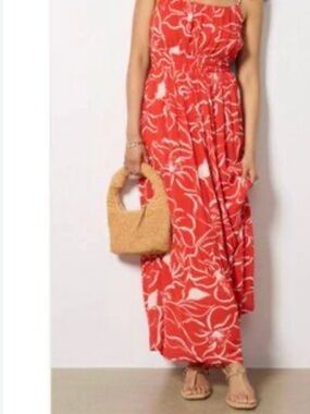 Lily Rose Coral Red Floral Maxi Dress